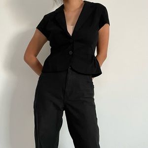 Black Blazer Vest Top